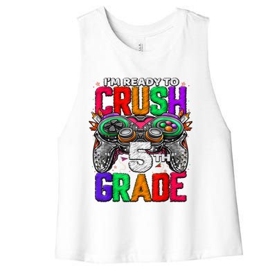 5th Grade Level Unlocked Game On 5th Grade Back To School Women's Racerback Cropped Tank