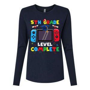 5th Grade Level Complete Graduation Class Of 2024 Boy Gamer Womens Cotton Relaxed Long Sleeve T-Shirt