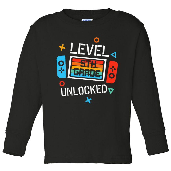 5th Grade Level Unlocked Video Game Back To School Toddler Long Sleeve Shirt