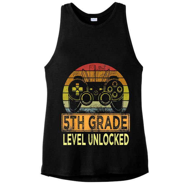 5th Grade Level Unlocked First Day Of School Video Gamer Ladies PosiCharge Tri-Blend Wicking Tank