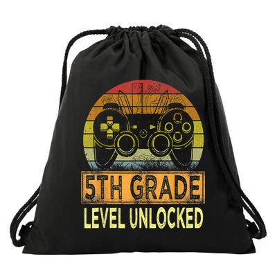 5th Grade Level Unlocked First Day Of School Video Gamer Drawstring Bag