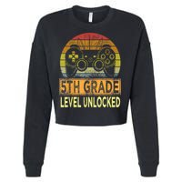 5th Grade Level Unlocked First Day Of School Video Gamer Cropped Pullover Crew