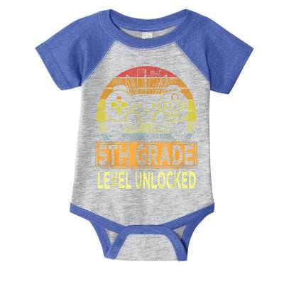 5th Grade Level Unlocked First Day Of School Video Gamer Infant Baby Jersey Bodysuit