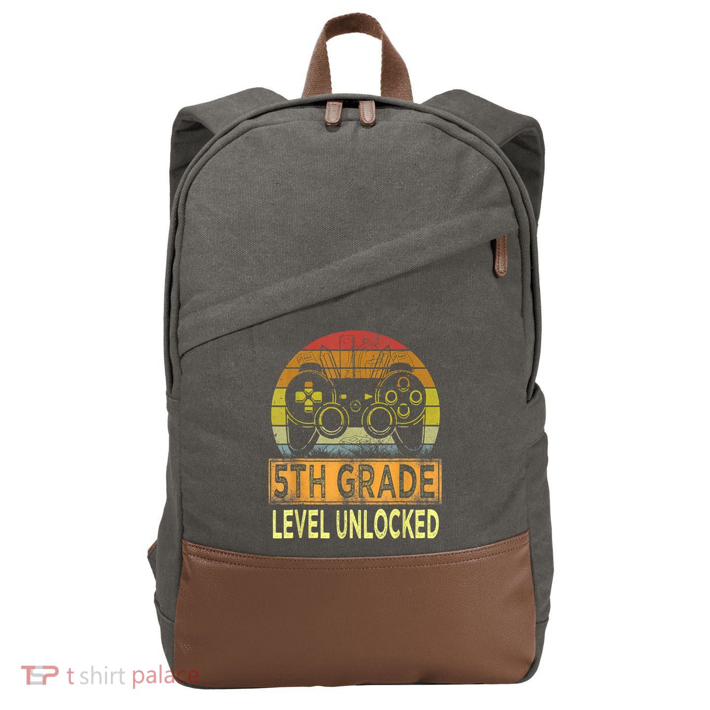5th Grade Level Unlocked First Day Of School Video Gamer Cotton Canvas Backpack