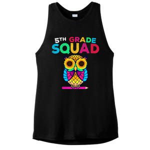 5th Grade Squad Sunflower Owl Fifth Grade Teacher Ladies PosiCharge Tri-Blend Wicking Tank