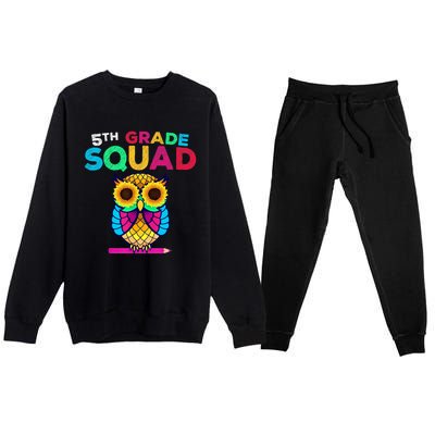 5th Grade Squad Sunflower Owl Fifth Grade Teacher Premium Crewneck Sweatsuit Set