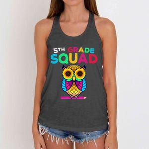 5th Grade Squad Sunflower Owl Fifth Grade Teacher Women's Knotted Racerback Tank