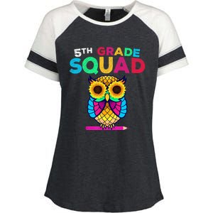 5th Grade Squad Sunflower Owl Fifth Grade Teacher Enza Ladies Jersey Colorblock Tee