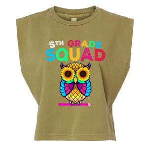 5th Grade Squad Sunflower Owl Fifth Grade Teacher Garment-Dyed Women's Muscle Tee