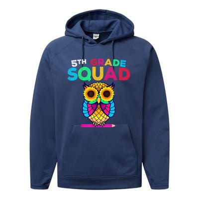 5th Grade Squad Sunflower Owl Fifth Grade Teacher Performance Fleece Hoodie