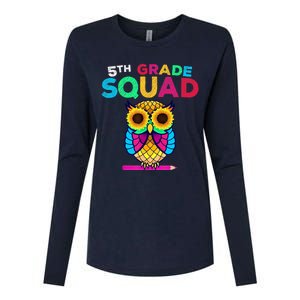 5th Grade Squad Sunflower Owl Fifth Grade Teacher Womens Cotton Relaxed Long Sleeve T-Shirt