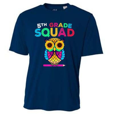 5th Grade Squad Sunflower Owl Fifth Grade Teacher Cooling Performance Crew T-Shirt