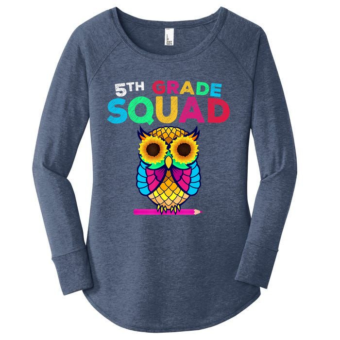 5th Grade Squad Sunflower Owl Fifth Grade Teacher Women's Perfect Tri Tunic Long Sleeve Shirt