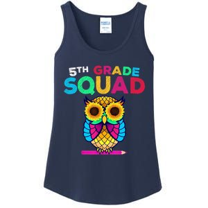 5th Grade Squad Sunflower Owl Fifth Grade Teacher Ladies Essential Tank