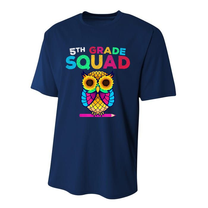 5th Grade Squad Sunflower Owl Fifth Grade Teacher Performance Sprint T-Shirt