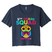 5th Grade Squad Sunflower Owl Fifth Grade Teacher Women's Crop Top Tee