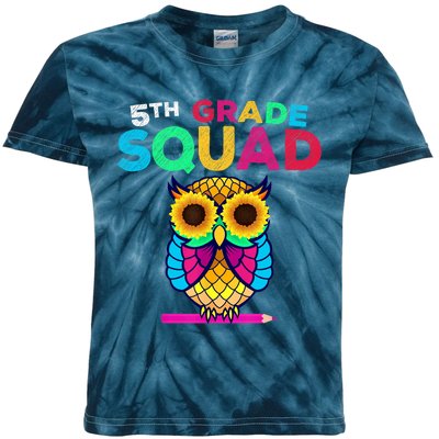 5th Grade Squad Sunflower Owl Fifth Grade Teacher Kids Tie-Dye T-Shirt