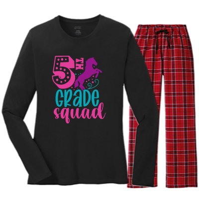 5th Grade Squad Back To School Teacher Fifth Grade Gift Women's Long Sleeve Flannel Pajama Set 