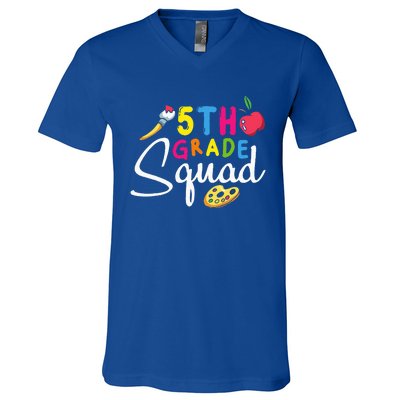 5th Grade Squad Fifth Teacher Student Team Back To School V-Neck T-Shirt