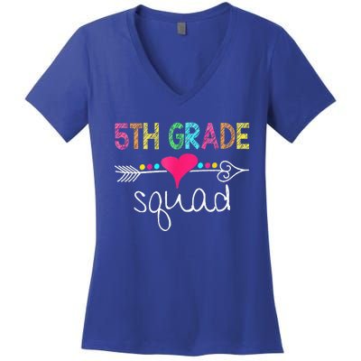 5th Grade Squad Fifth Teacher Student Team Back To School Women's V-Neck T-Shirt