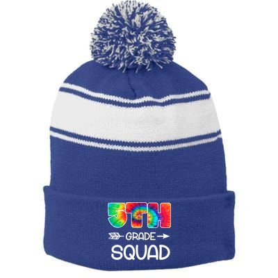 5th Grade Squad Teacher Students Stripe Pom Pom Beanie