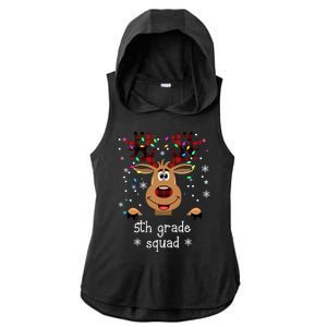 5th Grade Squad Reindeer Christmas Ladies PosiCharge Tri-Blend Wicking Draft Hoodie Tank