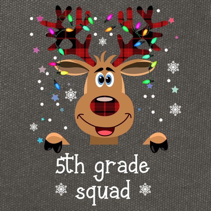5th Grade Squad Reindeer Christmas Cotton Canvas Backpack