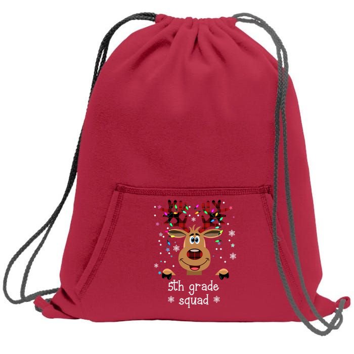 5th Grade Squad Reindeer Christmas Sweatshirt Cinch Pack Bag