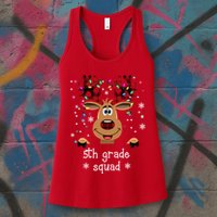 5th Grade Squad Reindeer Christmas Womens Tank Top
