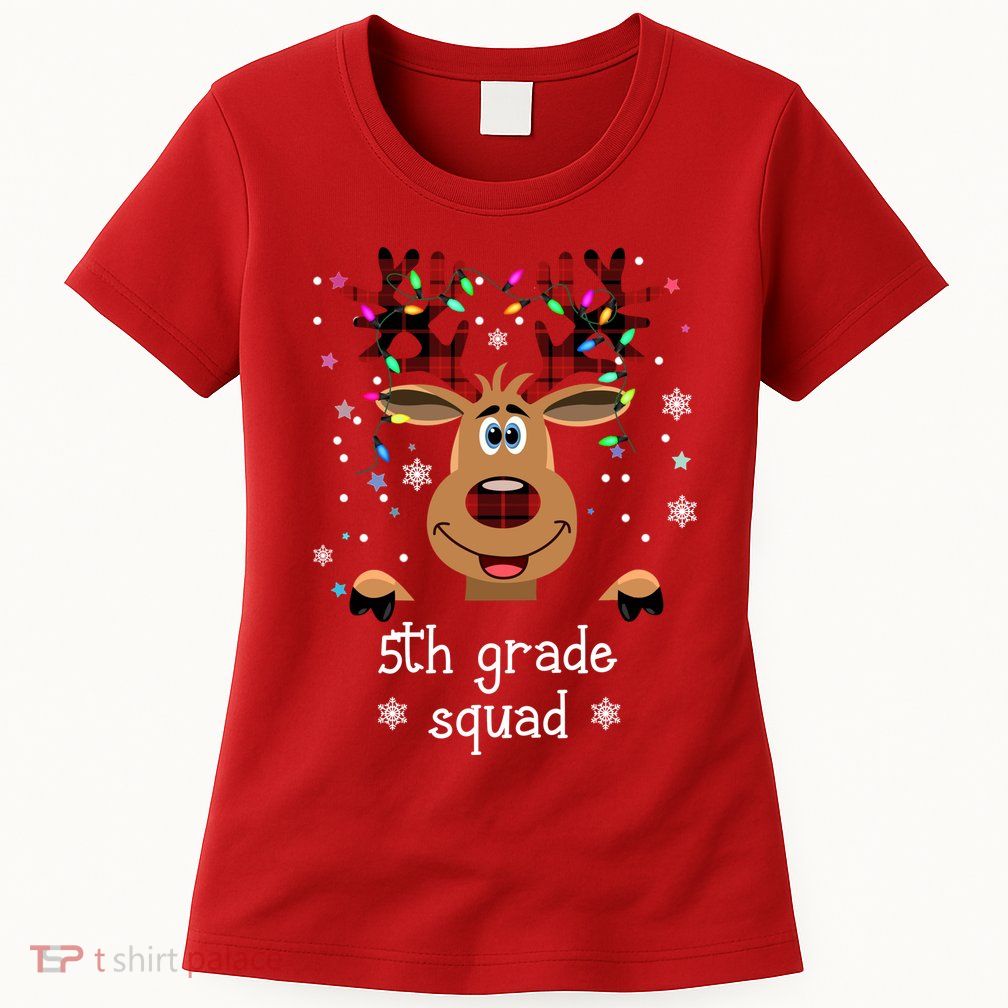 5th Grade Squad Reindeer Christmas Womens T-Shirt