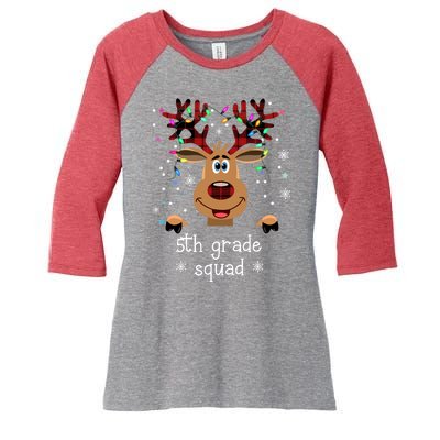 5th Grade Squad Reindeer Christmas Women's Tri-Blend 3/4-Sleeve Raglan Shirt