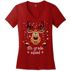 5th Grade Squad Reindeer Christmas Women's V-Neck T-Shirt