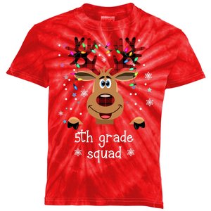 5th Grade Squad Reindeer Christmas Kids Tie-Dye T-Shirt