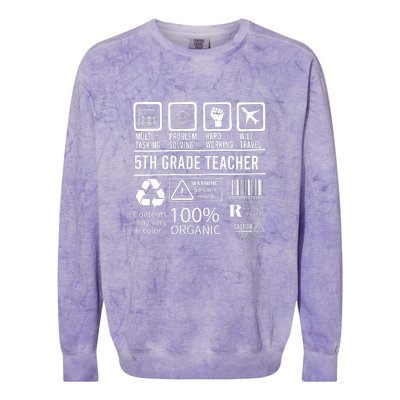 5th Grade Teacher MultiTasking Certified Job Gift Fifth Grade Colorblast Crewneck Sweatshirt