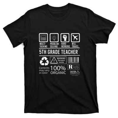 5th Grade Teacher MultiTasking Certified Job Gift Fifth Grade T-Shirt