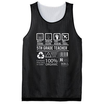 5th Grade Teacher MultiTasking Certified Job Gift Fifth Grade Mesh Reversible Basketball Jersey Tank