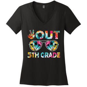 5th Grade Tie Dye Graduation Last Day Of School Fifth Grade Women's V-Neck T-Shirt