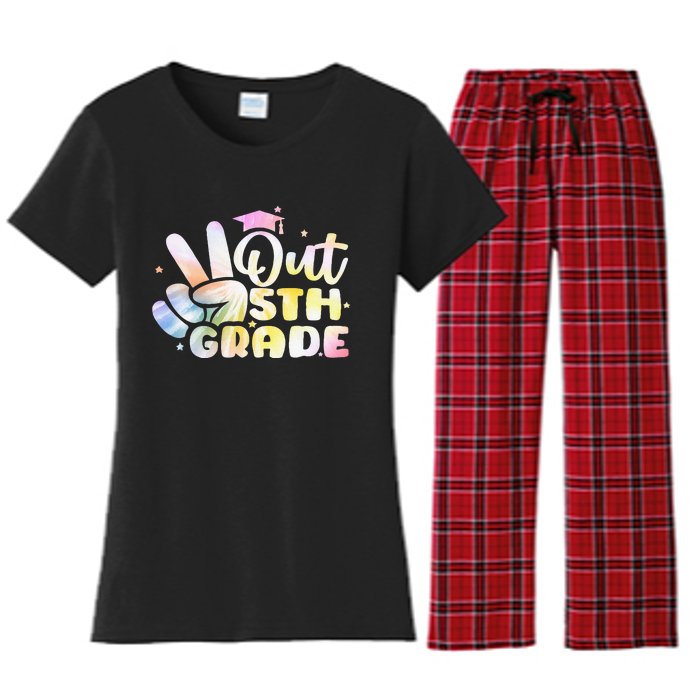 5th Grade Tie Dye Graduation Last Day Of School Fifth Grade Women's Flannel Pajama Set