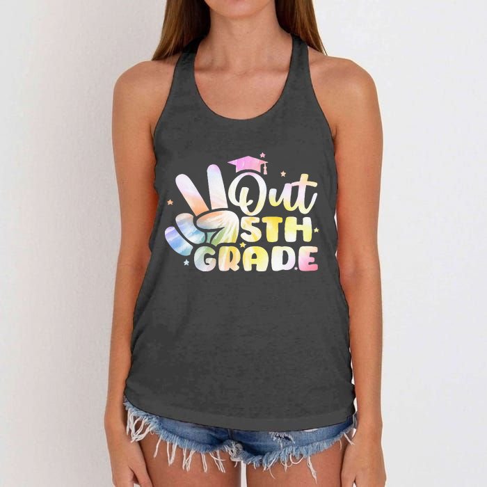 5th Grade Tie Dye Graduation Last Day Of School Fifth Grade Women's Knotted Racerback Tank