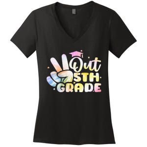 5th Grade Tie Dye Graduation Last Day Of School Fifth Grade Women's V-Neck T-Shirt