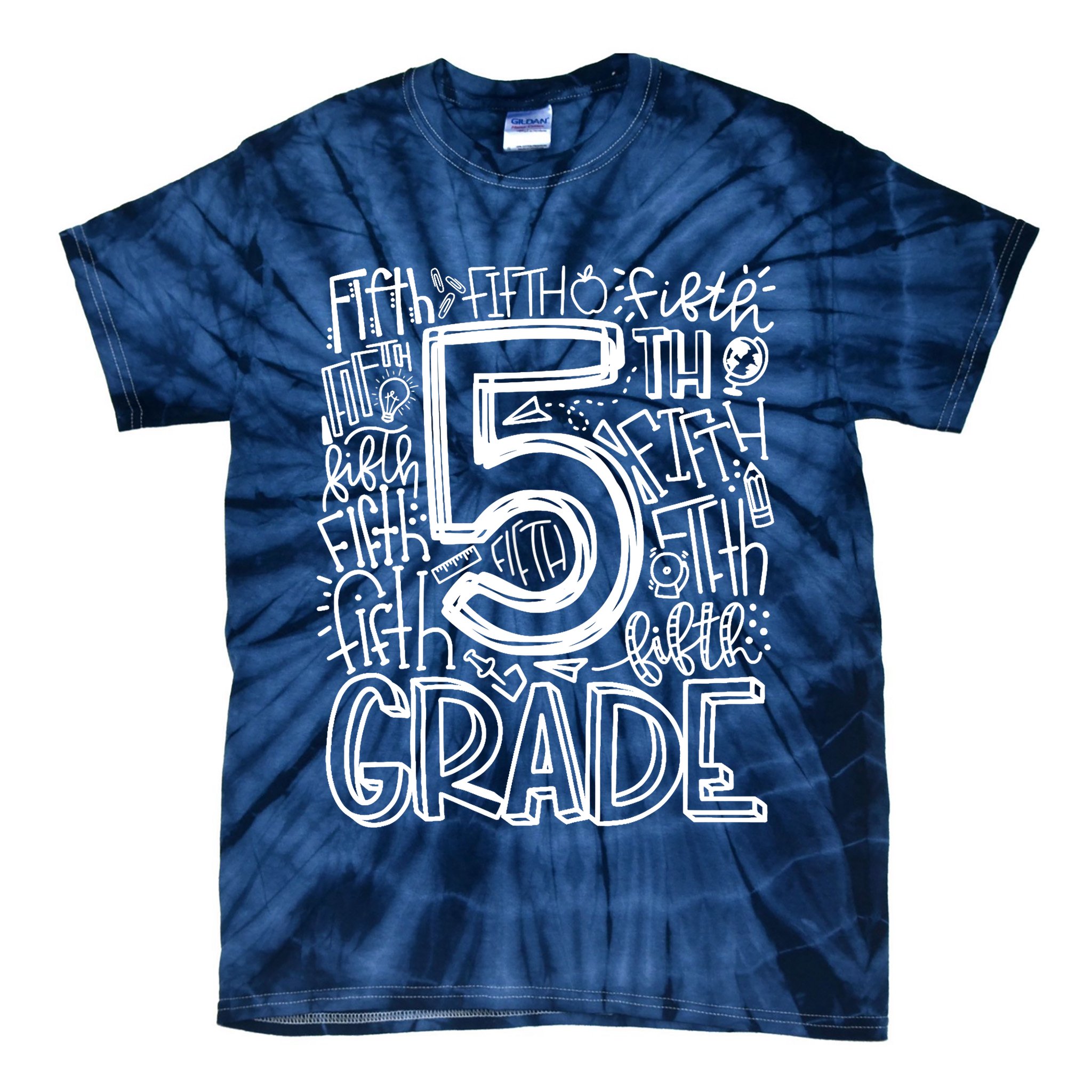 5th Grade Typography Team Fifth Grade Teacher Back To School Tie-Dye T-Shirt