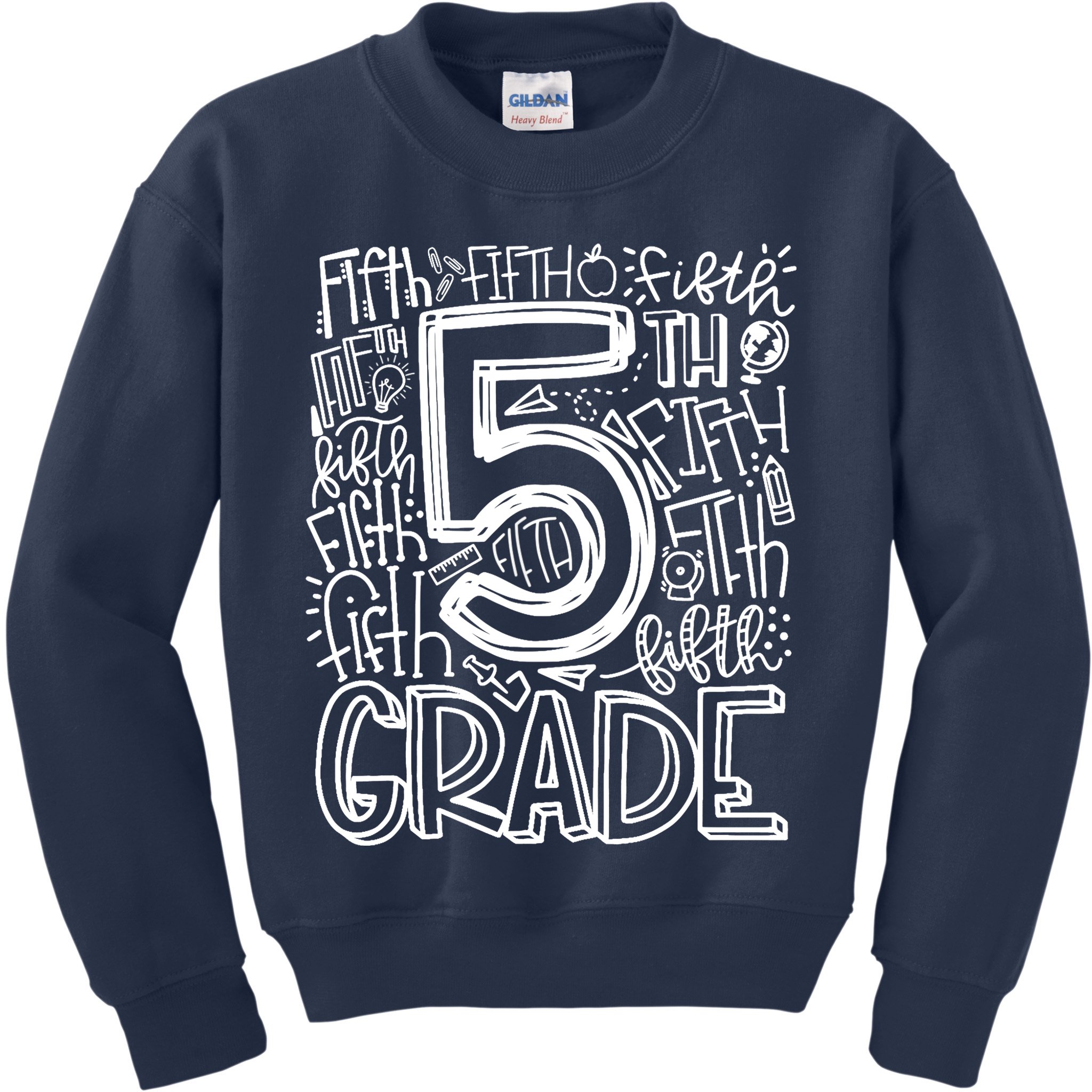 5th Grade Typography Team Fifth Grade Teacher Back To School Kids Sweatshirt
