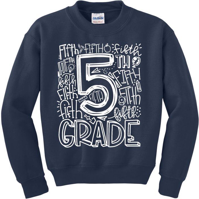 5th Grade Typography Team Fifth Grade Teacher Back To School Kids Sweatshirt