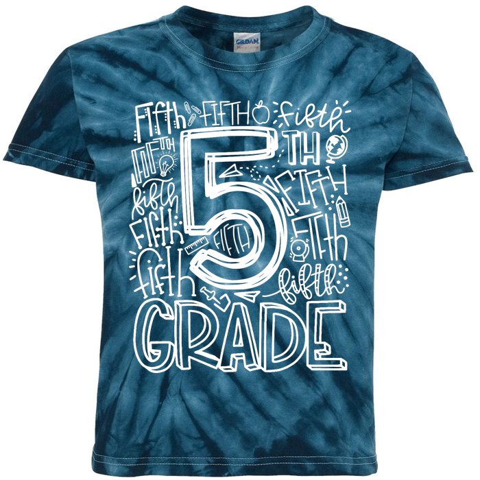 5th Grade Typography Team Fifth Grade Teacher Back To School Kids Tie-Dye T-Shirt