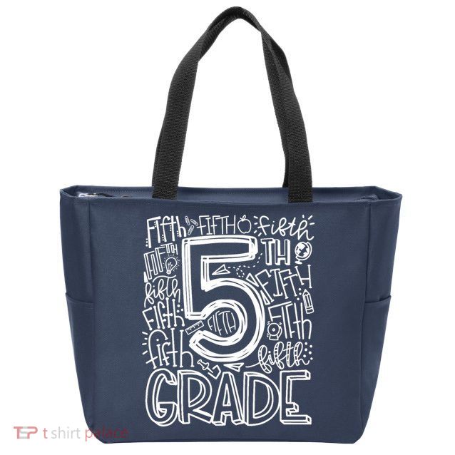 5th Grade Typography Team Fifth Grade Teacher Back To School Zip Tote Bag