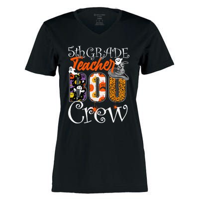 5th Grade Teacher Boo Crew Halloween 5th Fifth Grade Teacher Women's Momentum V-Neck T-Shirt