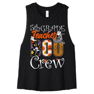 5th Grade Teacher Boo Crew Halloween 5th Fifth Grade Teacher Women's Racerback Cropped Tank