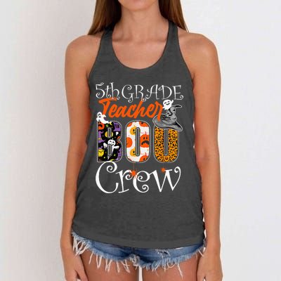 5th Grade Teacher Boo Crew Halloween 5th Fifth Grade Teacher Women's Knotted Racerback Tank