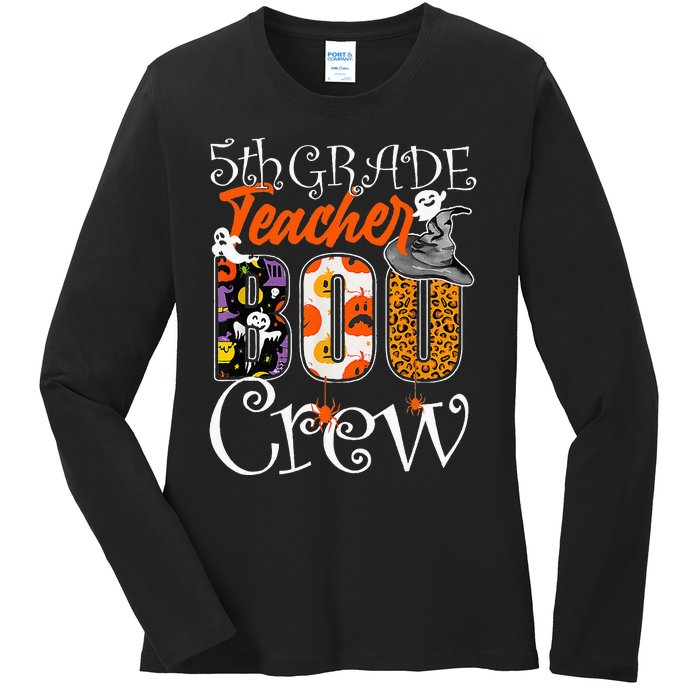 5th Grade Teacher Boo Crew Halloween 5th Fifth Grade Teacher Ladies Long Sleeve Shirt