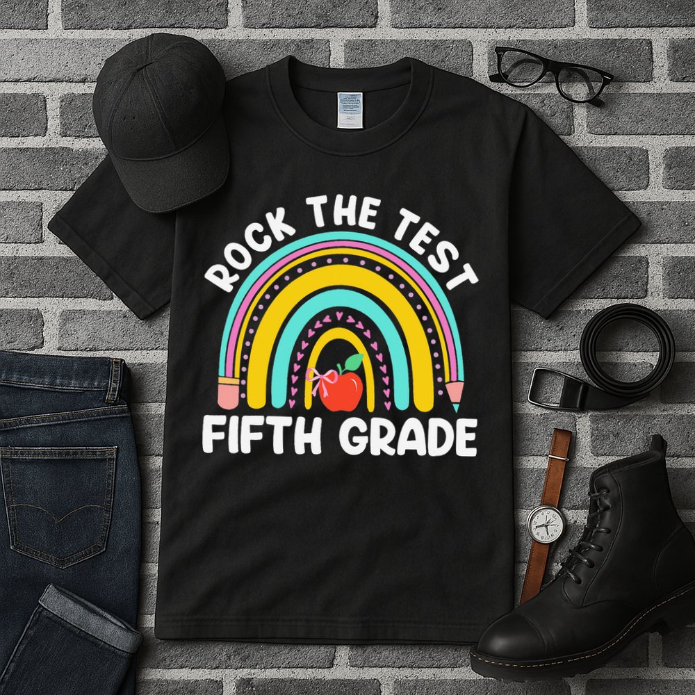 5th Grade Teacher Rock The Test Day Fifth Grade Testing Day Tall T-Shirt